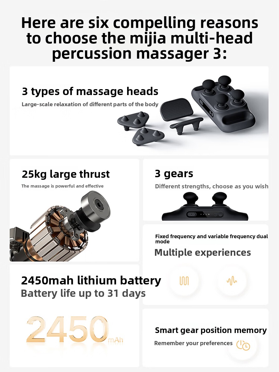 Mijia 멀티 헤드 마사지 건 3 충전식 심부 조직  - Health Wellness Massage 리뷰 및 가격